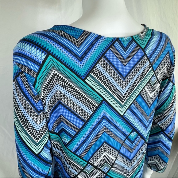 Cocomo Blue Shades Geometric Design Asymmetrical Tunic - Picture 4 of 5